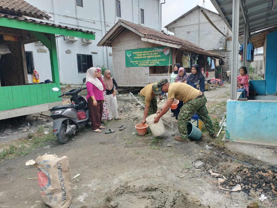 Pembangunan Air Bersih TMMD Dukung Aktivitas Santri di Sumur Bandung