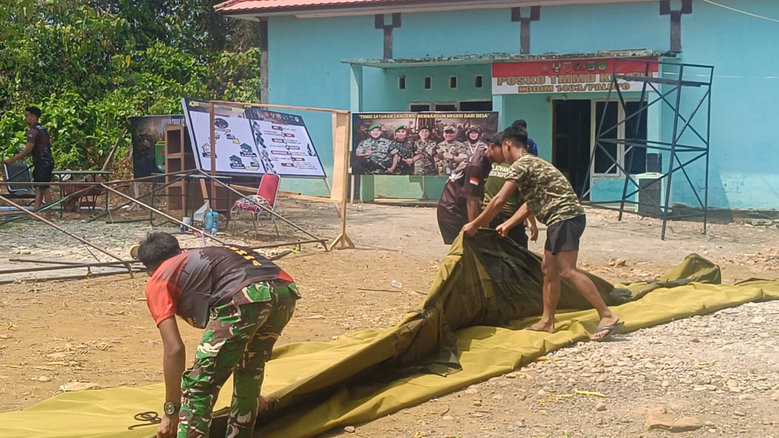 Posko TMMD Kodim 1403/Palopo Persiapkan Tenda dan Fasilitas untuk Tim Wasev