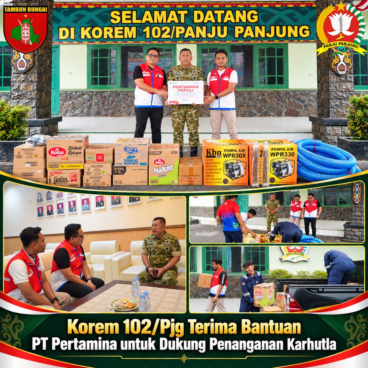 Dukungan PT Pertamina untuk Korem 102/Pjg dalam Penanggulangan Kebakaran