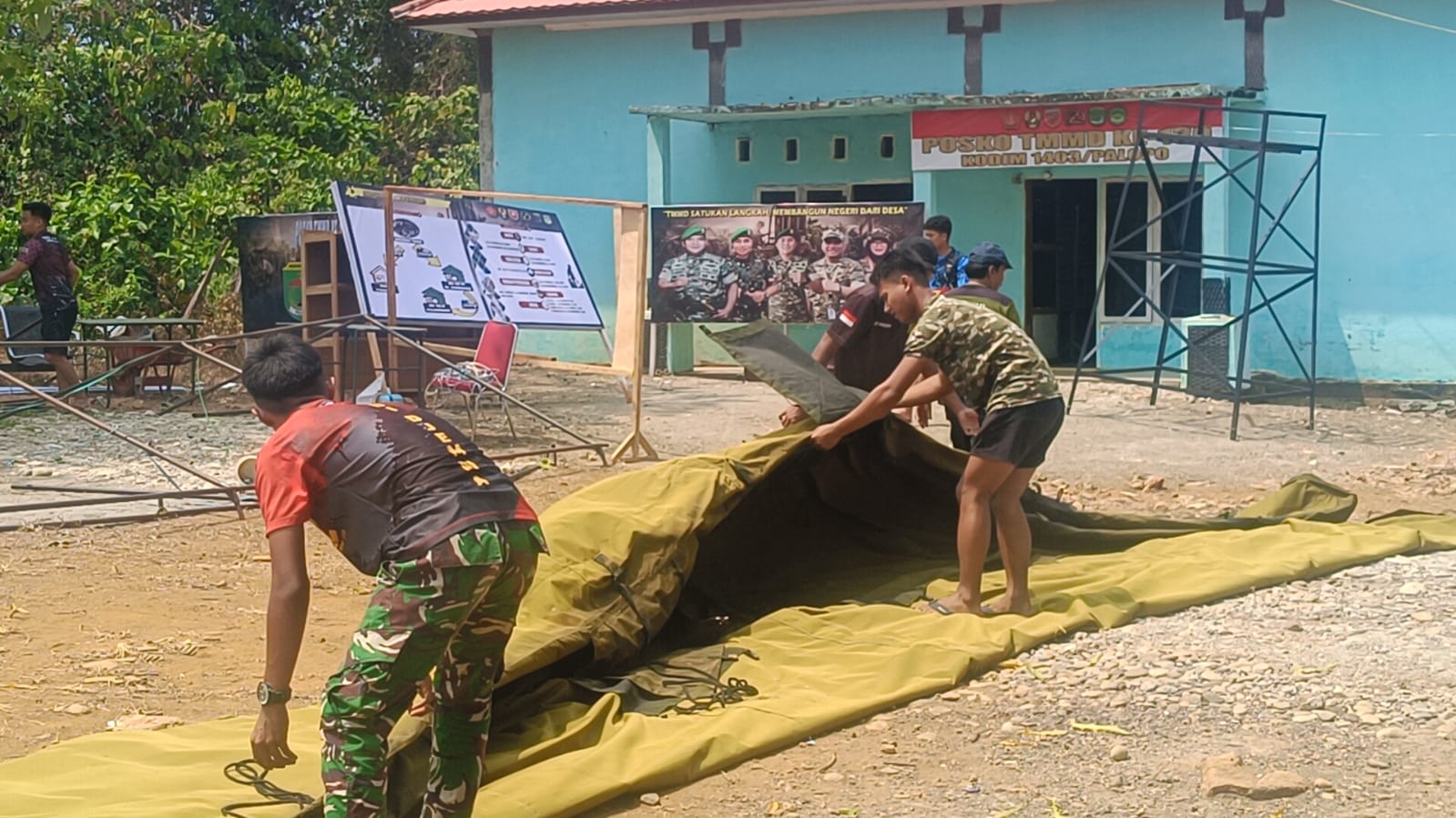 Tim Wasev Segera Tiba, Posko Utama TMMD Disiapkan dengan Baik