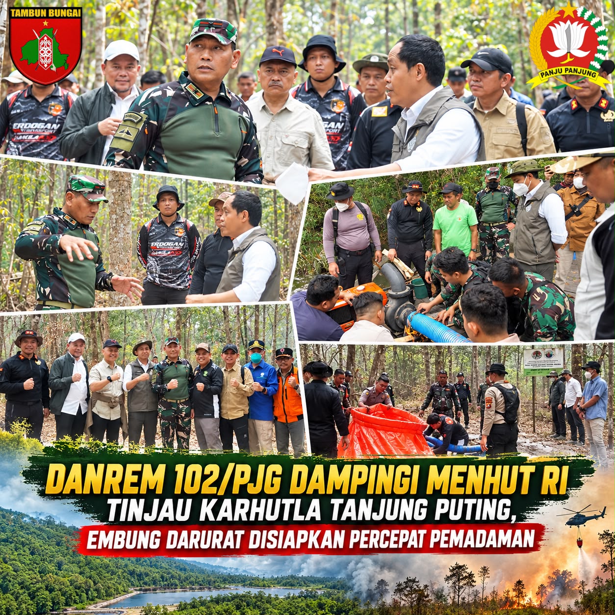 Strategi Penanggulangan Karhutla di Tanjung Puting oleh Danrem 102/Pjg dan Menhut RI
